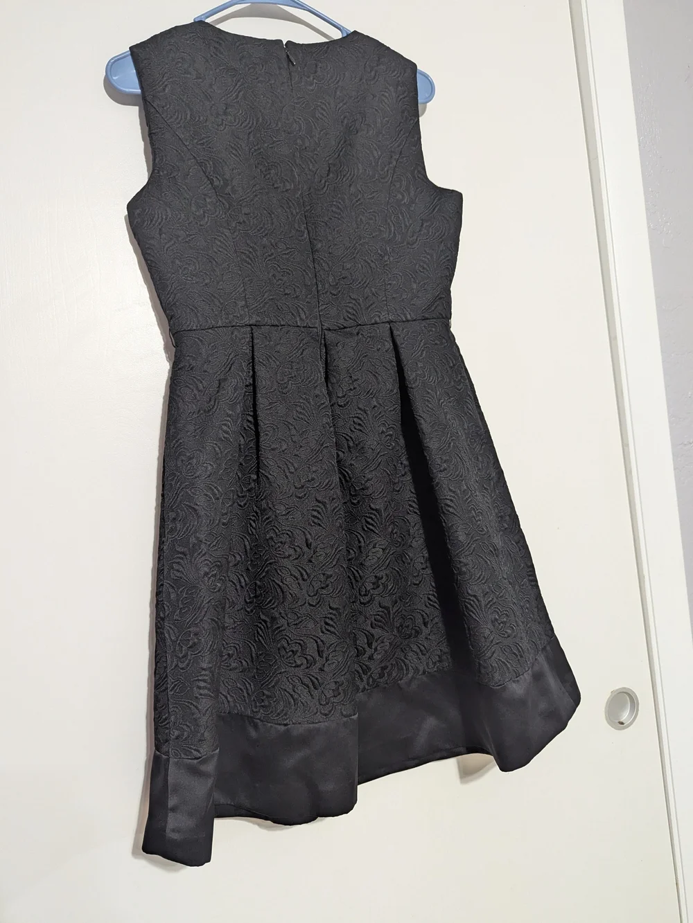 Black Textured Floral A-Line Dress